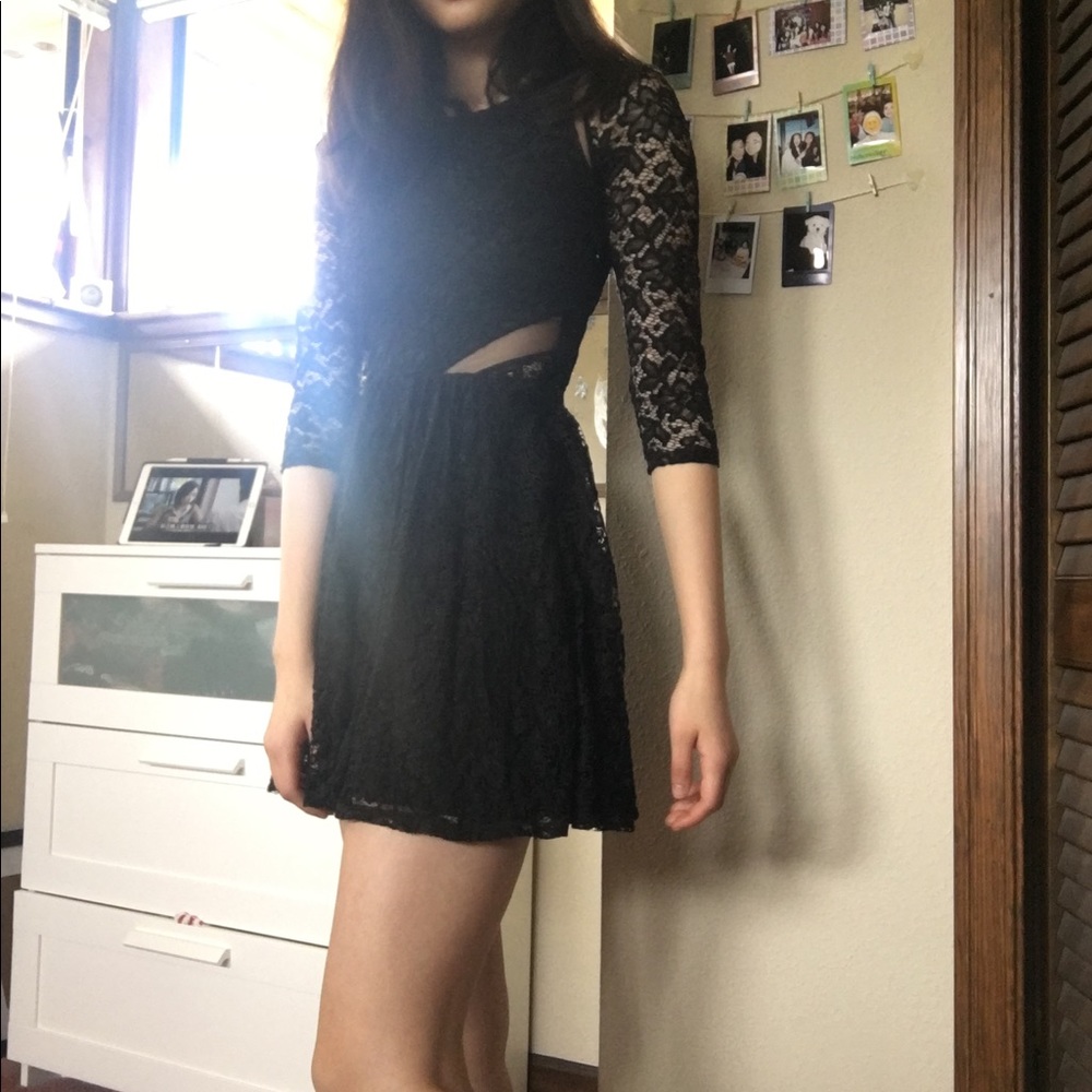 Black formal dress with lace